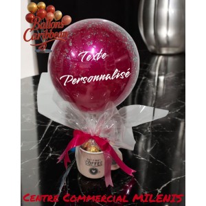 Bouquet avec Ballon Bobo avec texte personnalisé