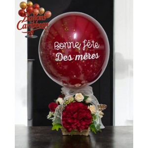 Ballon avec fleurs et texte personnalisé – Passion Rouge